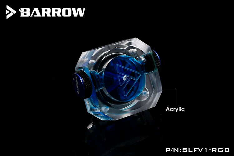 Barrow Computer Water Cooling Flow Velocity Meter Acrylic Ceramic Bearing 5V ARGB Flow Indicator Black,Green.Red,Blue ,SLFV1-RGB