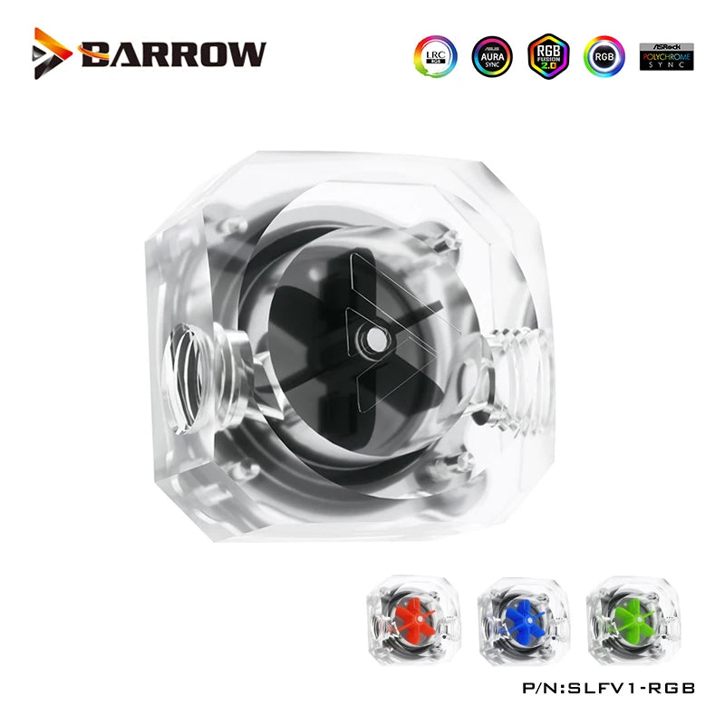 Barrow Computer Water Cooling Flow Velocity Meter Acrylic Ceramic Bearing 5V ARGB Flow Indicator Black,Green.Red,Blue ,SLFV1-RGB
