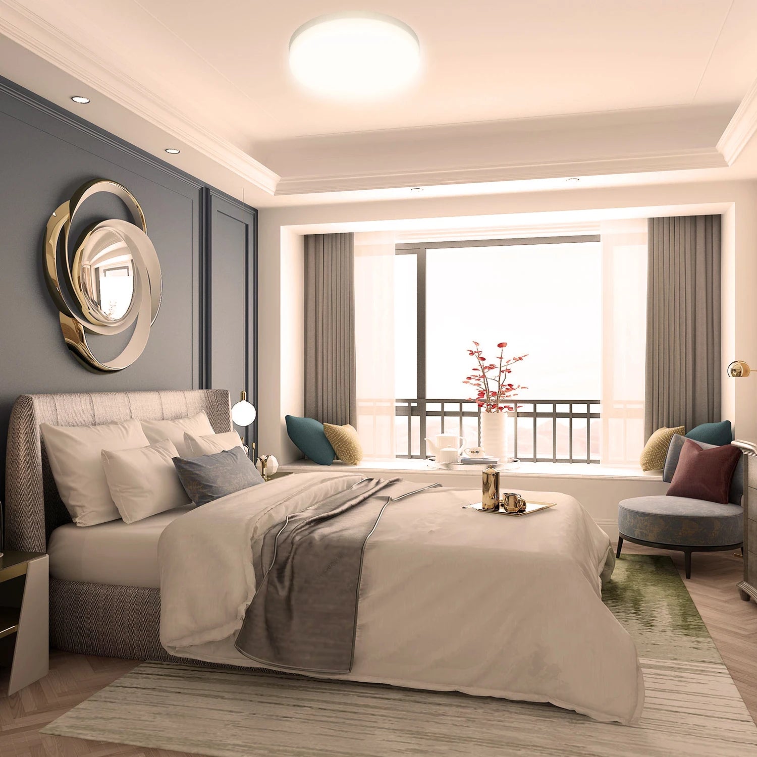 Round LED Ceiling Light Modern Home Decorative Ceiling Lighting Fixture 18/24/36/48W Living Room Bedroom Indoor Kitchen Lighting